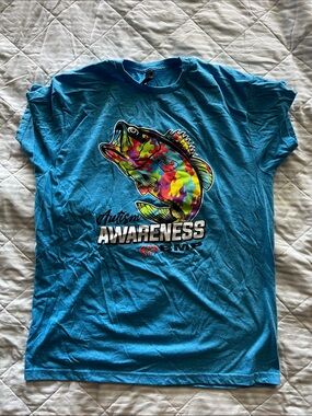 Autism Awareness Fish Graphic Tee - Blue